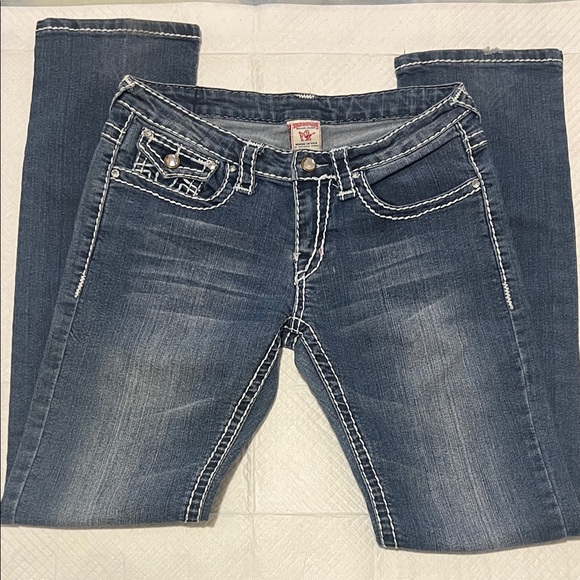 True Religion Women's Classic Blue Straight Leg Jeans